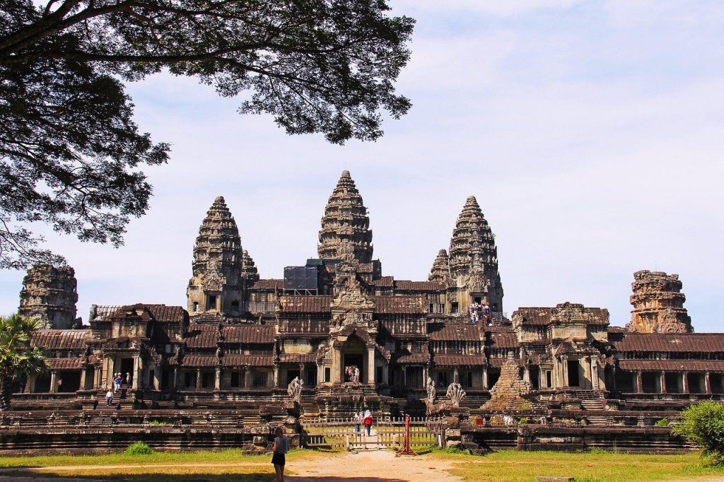 A photo of Angkor Wat, a tourist favorite in Cambodia.