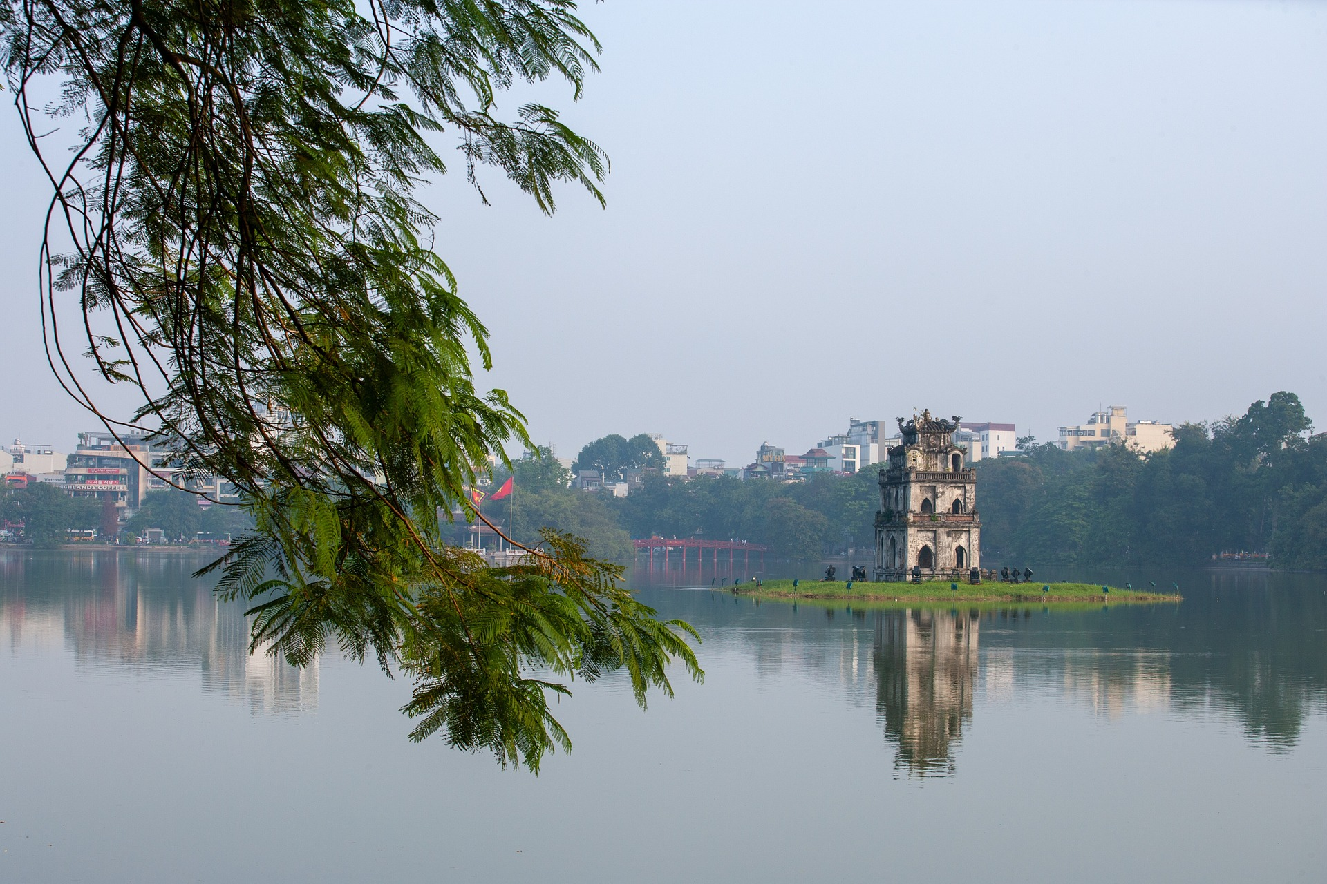 Turtle Tower in Hoan Kiem Lake, Hanoi, Vietnam